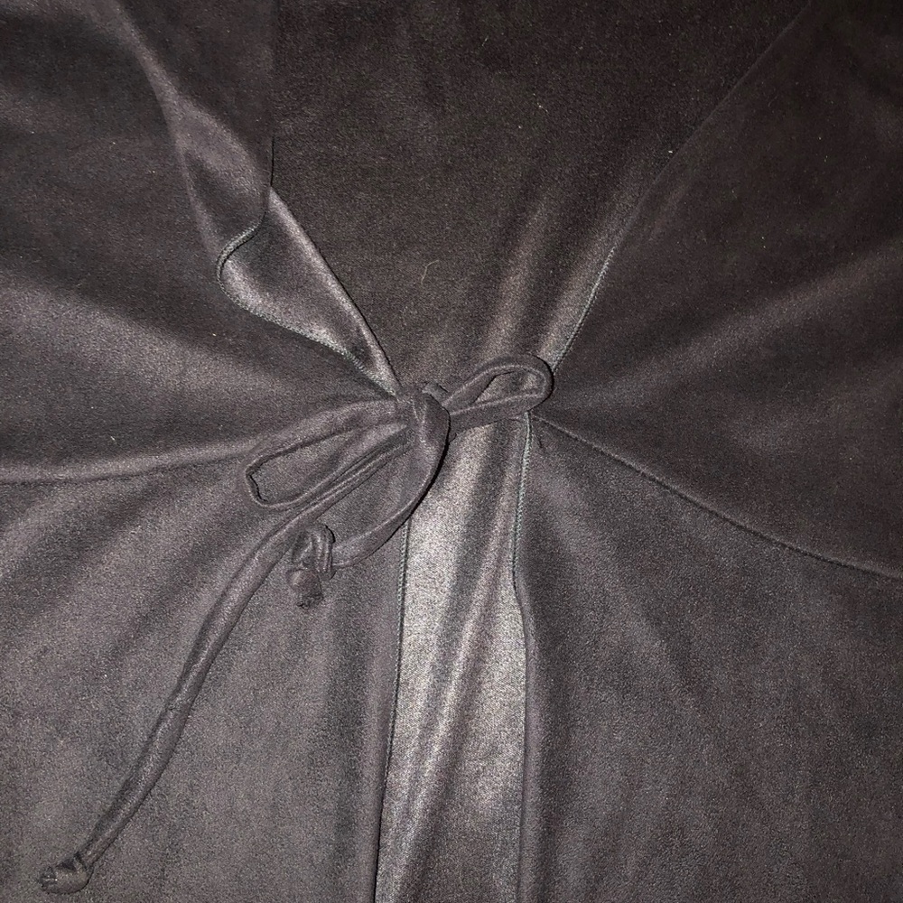 XOXO medium black faux suede 3/4 jacket tie front slight bell sleeve